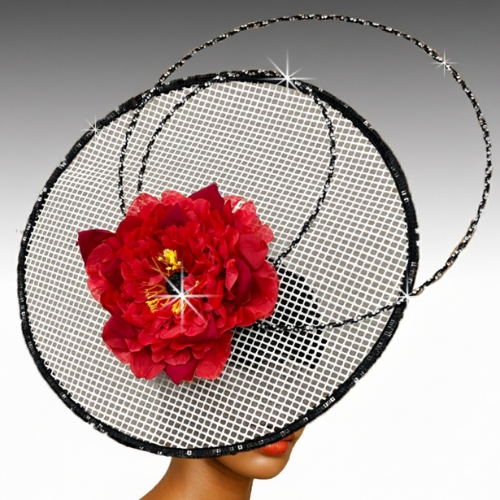 Church Hat 3482 IKEBANA-WHT-BLK-RED