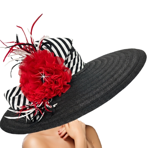 Church Hat 3501 Regatta Large Brim-BLACK-RED