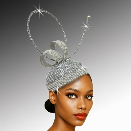 FA3460 LEONARDO-Silver Church Fascinator