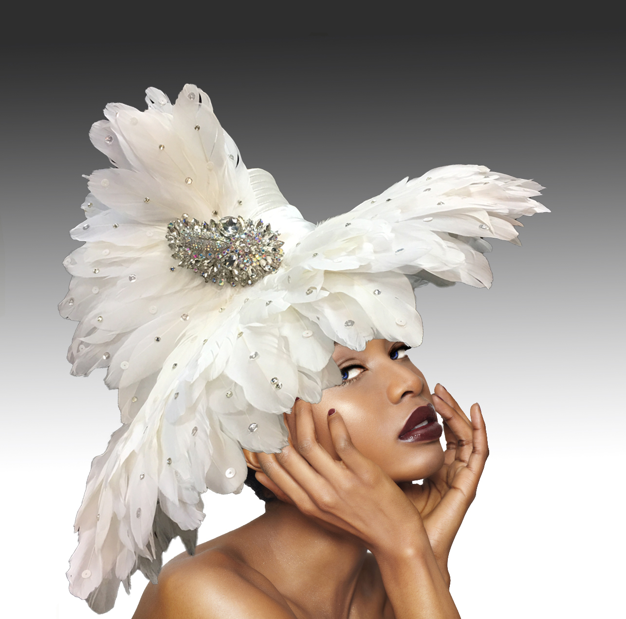 1757 VOLCANO-WHT ( Festive Feather Brim )
