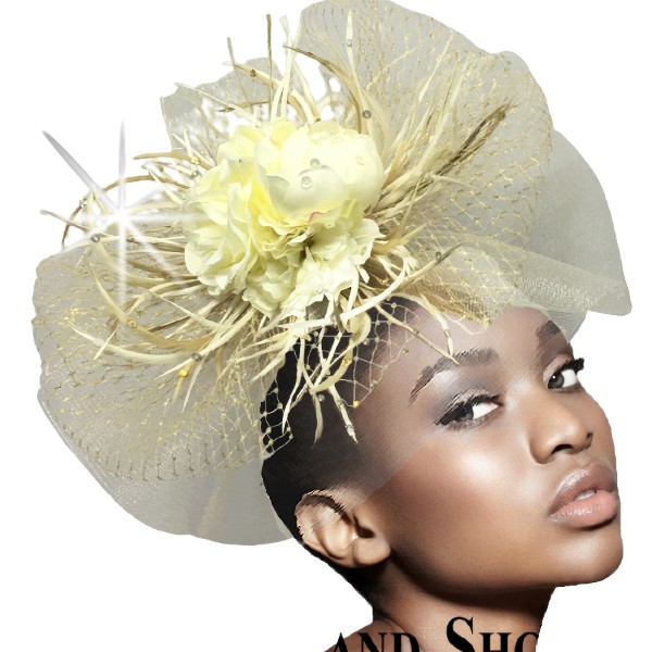 Church Hat FA2311 GEORGIA-OW ( Headband Fascinator With Delicate Fall Flora And Feathers )