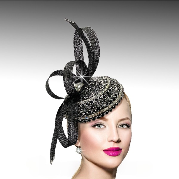FA2731 SHONDA-BLK ( Jewel Headband Fascinator )