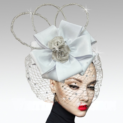 FA3394B LOURDES-WHITE Church Fascinator