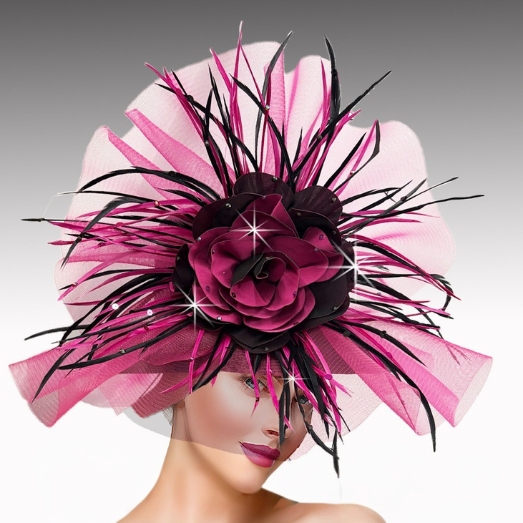 Church Hat 3395 ST. REGIS-Fuchsia-black