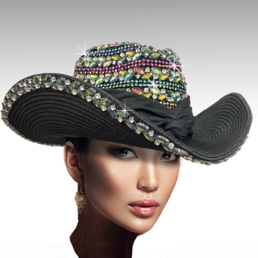 Church Hat SC3408 BOOTS-N-BLING-DARK-BLACK AB