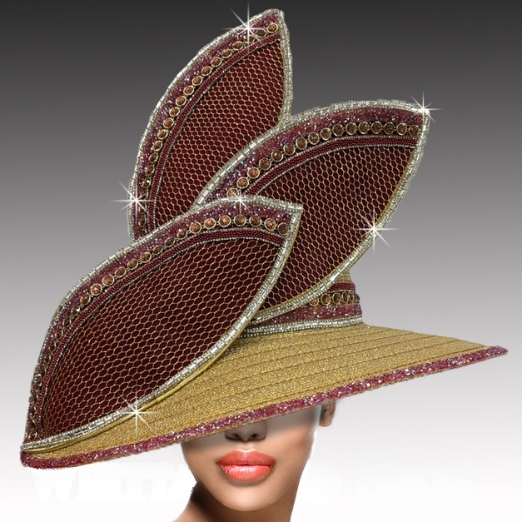Church Hat 3410 BAD BUNNY-GOLD-WINE