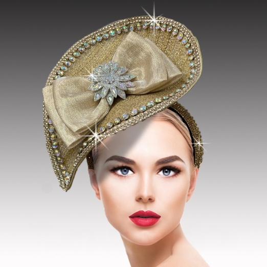 FA3422 Marguerite-GOLD Church Fascinator