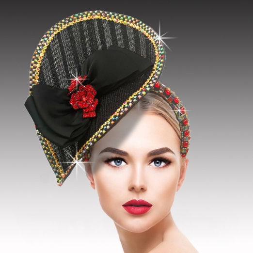 FA3422 Marguerite-Black-Multi Church Fascinator