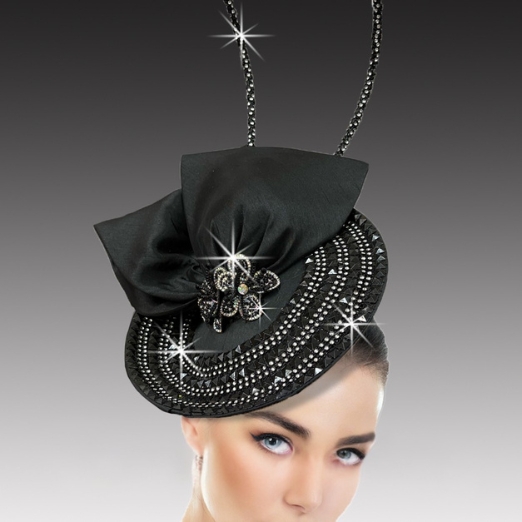 FA3424 CAPRICE-BLACK JET Church Fascinator