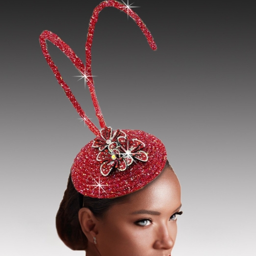 FA3427 CRICKET-RED Church Fascinator
