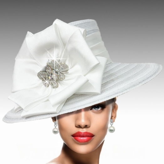 2952 CARMEN-WH Church Hat ( Tailored Medium Brim )