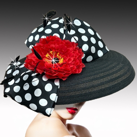 Church Hat 3459-CAROLINE-BLK-RED
