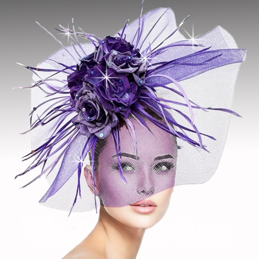 FA3463 SINGAPORE-PURPLE Church Fascinator