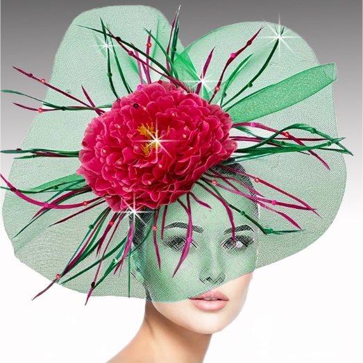 FA3463 SINGAPORE-EMERALD Church Fascinator