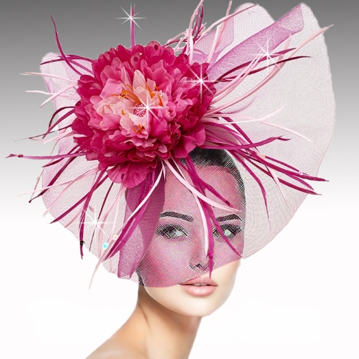 FA3463 SINGAPORE-FUCHSIA Church Fascinator
