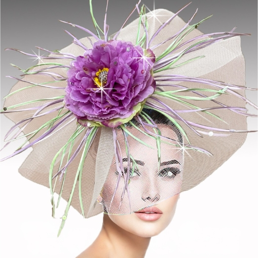 FA3463 SINGAPORE-NAT-LILAC Church Fascinator