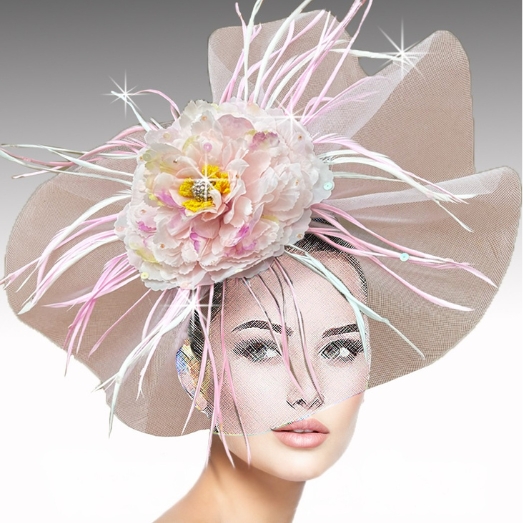 FA3463 SINGAPORE-PINK Church Fascinator
