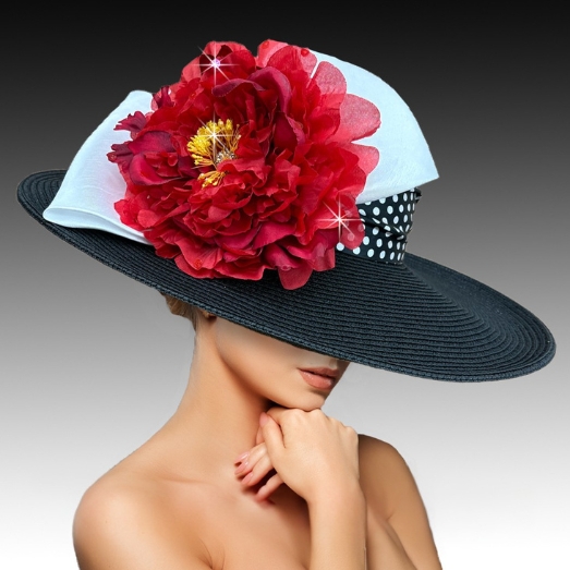 Church Hat 3469 SONATA-BLACK-POLKA-DOT