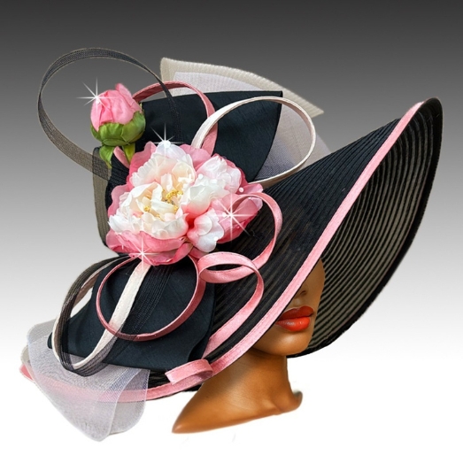Church Hat 3470 GATSBY-Black-Pink