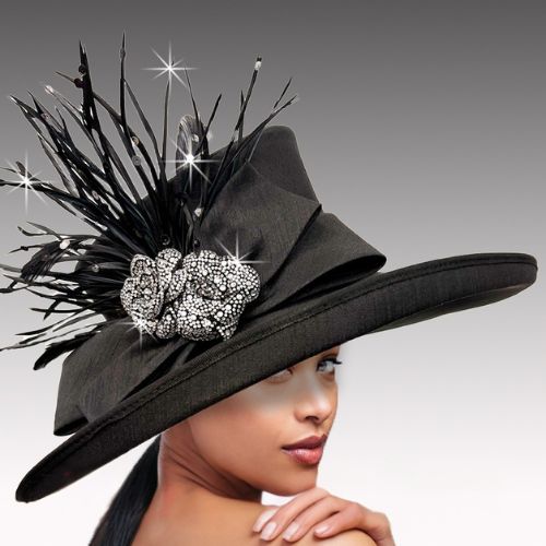 Church Hat 3512-Black (The Plaza Large brim)