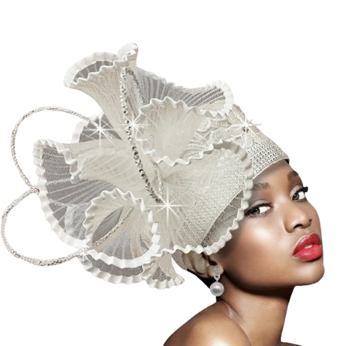 Church Hat 3514-MYSTIQUE lace pillbox-WHITE