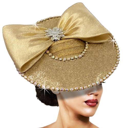 Church Hat 3515 SUNDIAL metallic pillbox-GOLD