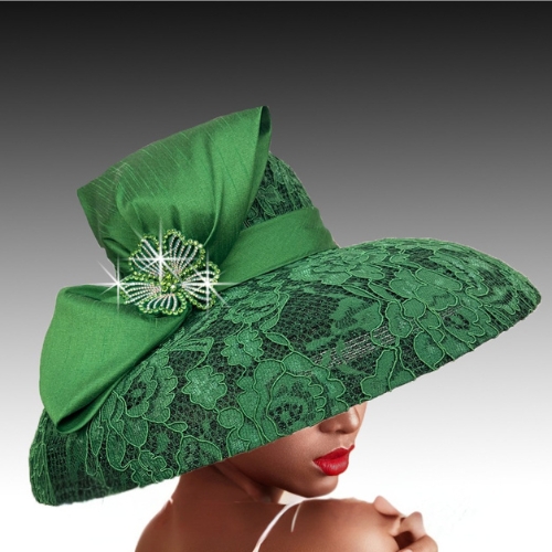 Church Hat 3519 HEPBURN Dome Hat-Emerald