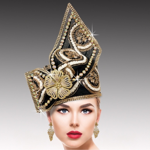 Church Hat 3522 Notre Dame church pillbox-black-white