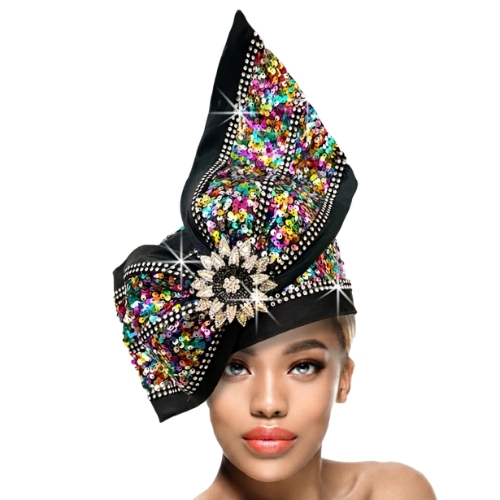 Church Hat 3522 Notre Dame church pillbox-BLACK