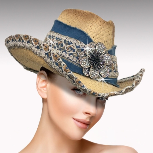 SC3523 Desert Flower Cowboy Hat-Natural