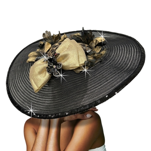 Church Hat FA3526 Temptress headband “hatinator”-BLK-GOLD