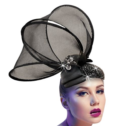 Church Hat FA3529-Black (Reindeer Fascinator)