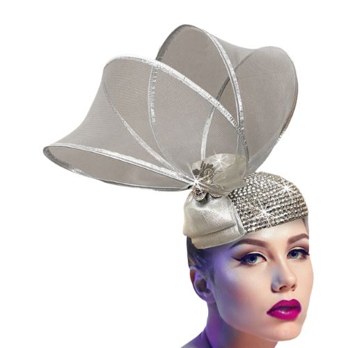 Church Hat FA3529-Silver (Reindeer Fascinator)
