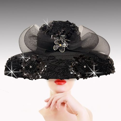 Church Hat 3530-Black (MASSALINE dome brim)