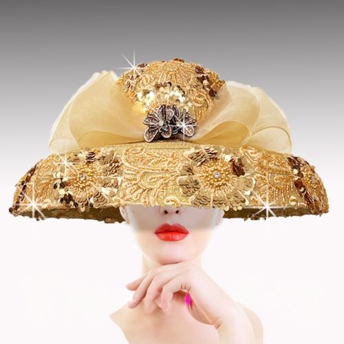 Church Hat 3530-GOLD (MASSALINE dome brim)