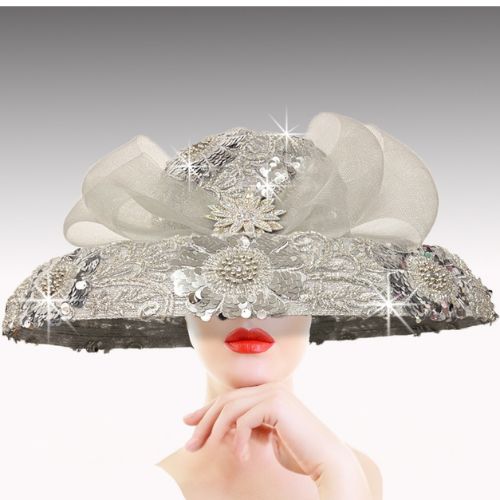 Church Hat 3530-SILVER (MASSALINE dome brim)