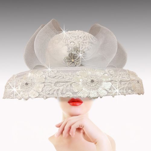 Church Hat 3530-WHITE  (MASSALINE dome brim)