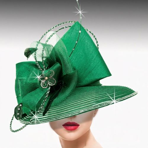 Church Hat 3531-Emerald (Lois Illusion Brim)