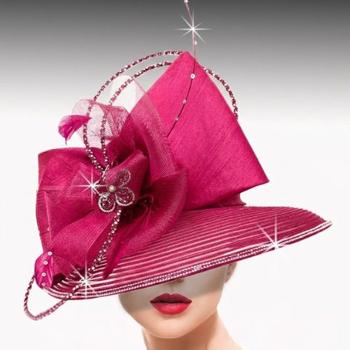 Church Hat 3531-Fuchsia (Lois Illusion Brim)