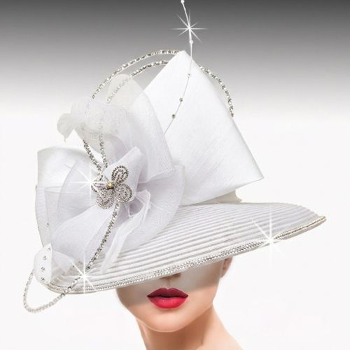 Church Hat 3531-White (Lois Illusion Brim)