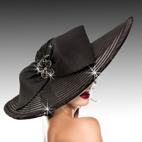 Church Hat 3532-Black Isadora Sheer Brim