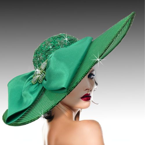 Church Hat 3532-Emerald Isadora Sheer Brim