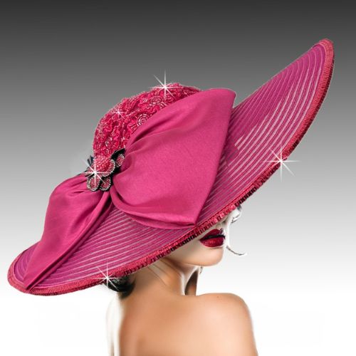 Church Hat 3532-Fuchsia Isadora Sheer Brim
