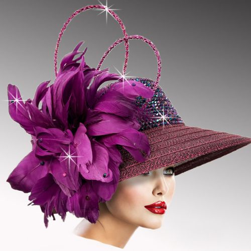 Church Hat 3537 Pheasant Cloche Hat-PLUM