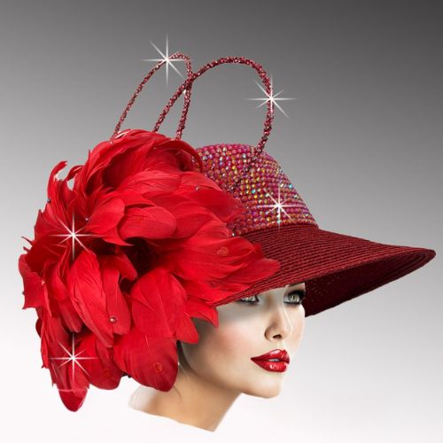 Church Hat 3537-RED Pheasant Cloche Hat