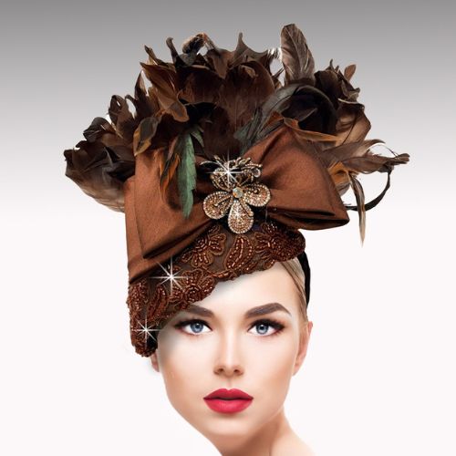 FA3540-Brown Flamingo Feather Fascinator