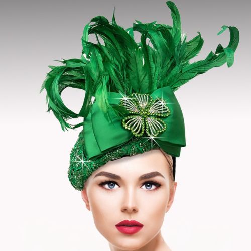 FA3540-Emerald Flamingo Feather Fascinator
