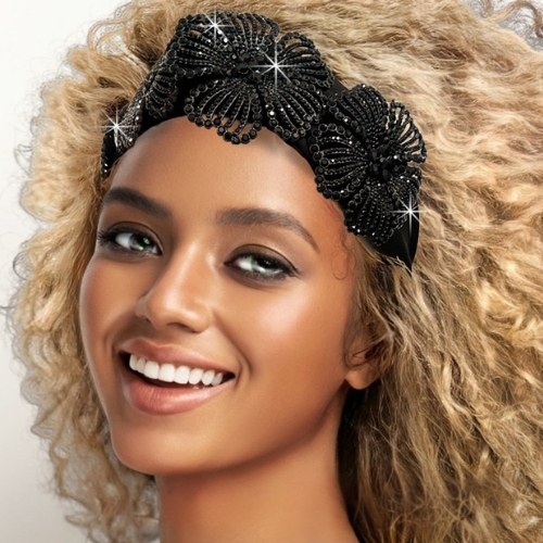 FA3541 Indira Headband Fascinator-BLACK