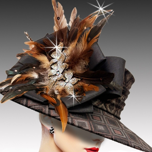 Church Hat 3543 TIRAMISU Large Brim-BLACK-BRWON
