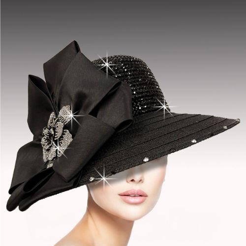 Church Hat 3548-BLACK (Willean Jewel Cloche)